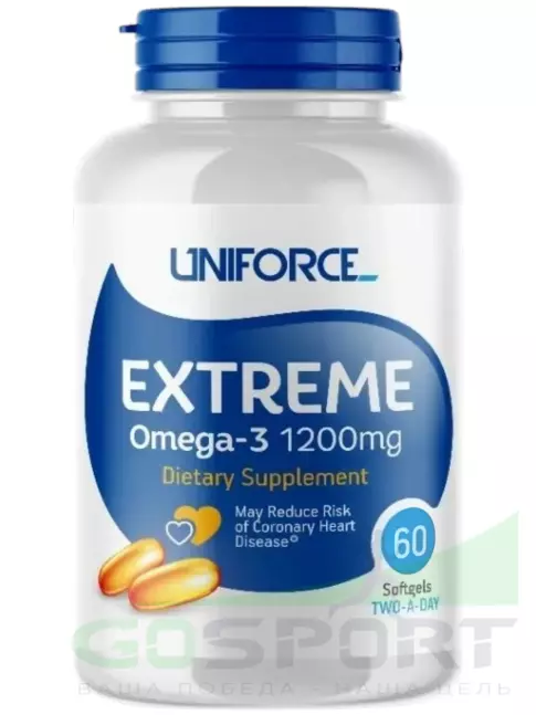 Омега-3 UNIFORCE Extreme Omega-3 1200 mg 60 капсул Омега-3 UNIFORCE Extreme Omega-3 1200 mg 60 капсул