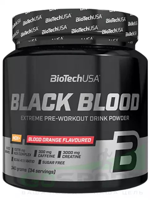 Предтреник в порошке BioTechUSA Black blood Nox+ 340 г, Красный апельсин