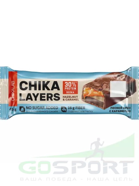 Протеиновый батончик Chikalab Chika Layers 45 г, Лесной орех с карамелью Протеиновый батончик Chikalab Chika Layers 45 г, Лесной орех с карамелью