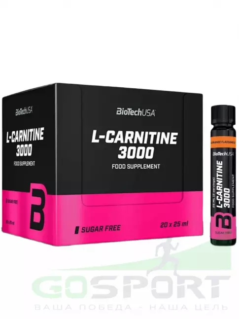 L-Карнитин жидкий BioTechUSA L-Carnitine 3000 mg 20 x 25 мл, Апельсин