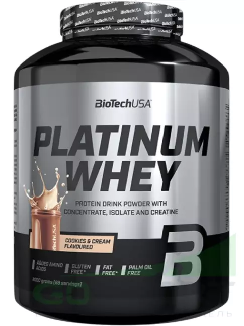 Сывороточный протеин BioTechUSA Platinum Whey 2000 г, Печенье - крем Сывороточный протеин BioTechUSA Platinum Whey 2000 г, Печенье - крем