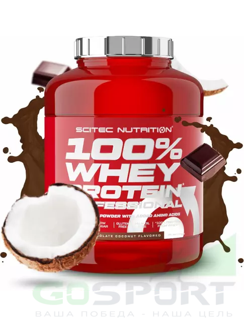 Сывороточный протеин Scitec Nutrition 100% Whey Protein Professional 2350 г, Шоколад - Кокос Сывороточный протеин Scitec Nutrition 100% Whey Protein Professional 2350 г, Шоколад - Кокос