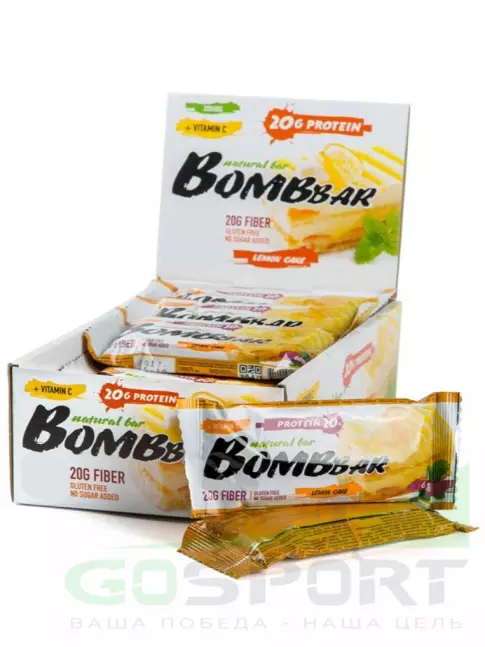 Протеиновый батончик BombBar Protein Bar 20 x 60 г, Лимонный торт