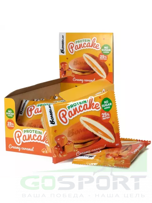 Протеиновый батончик BombBar Панкейк протеиновый 10х40 г, Сливочная карамель Протеиновый батончик BombBar Панкейк протеиновый 10х40 г, Сливочная карамель