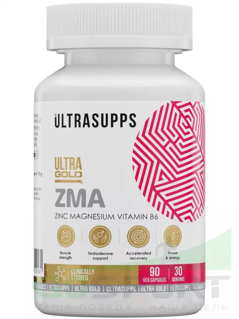 Магний+цинк+B6 UltraSupps Ultra Gold ZMA 90 капсул