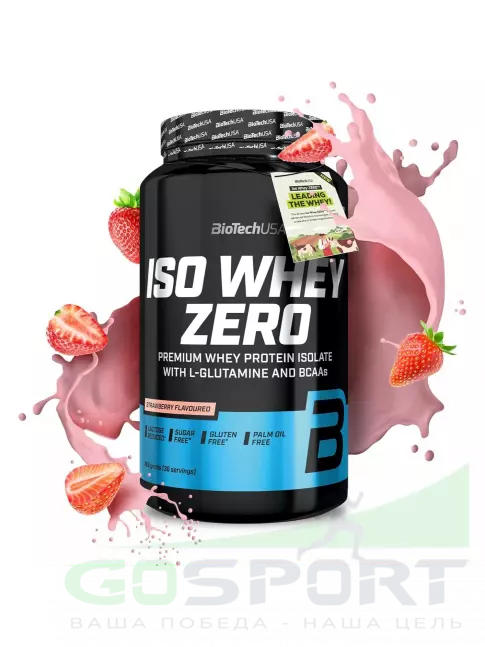 Изолят протеина BioTechUSA Iso Whey Zero 908 г, Клубника Изолят протеина BioTechUSA Iso Whey Zero 908 г, Клубника