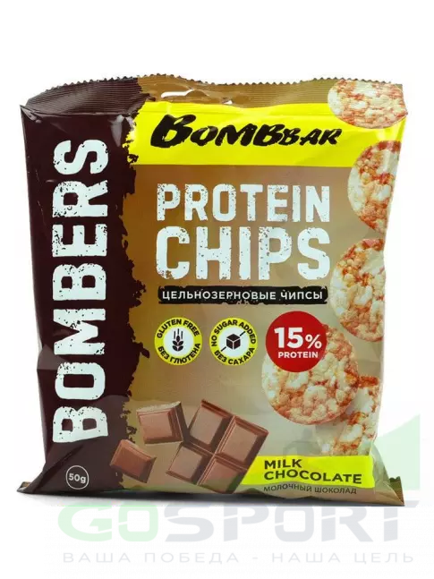 Чипсы BombBar Protein Chips 50 г, Молочный шоколад