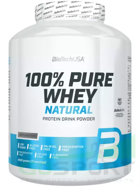 Сывороточный протеин BioTechUSA 100% Pure Whey 2000 г, Без вкуса Сывороточный протеин BioTechUSA 100% Pure Whey 2000 г, Без вкуса