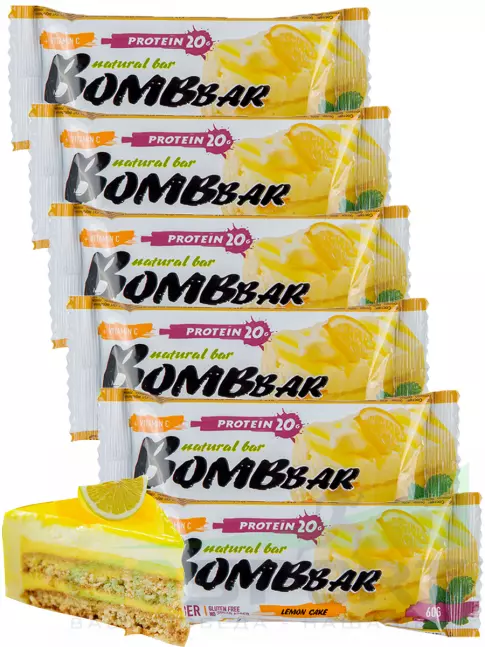 Протеиновый батончик BombBar Protein Bar 6 x 60 г, Лимонный торт