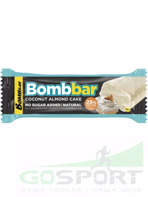 Протеиновый батончик BombBar Батончик в шоколаде без сахара 30 x 40 г, Миндально-кокосовый торт