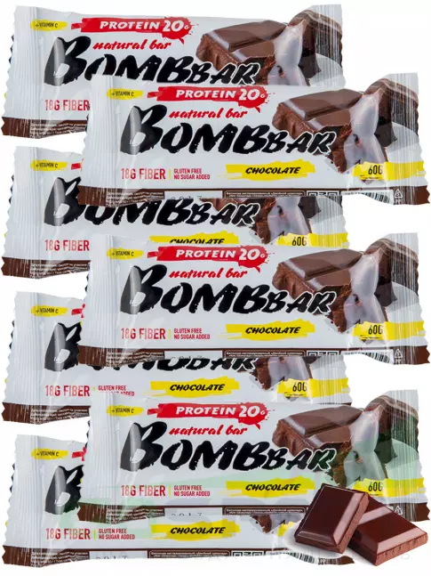 Протеиновый батончик BombBar Protein Bar 7 x 60 г, Двойной шоколад