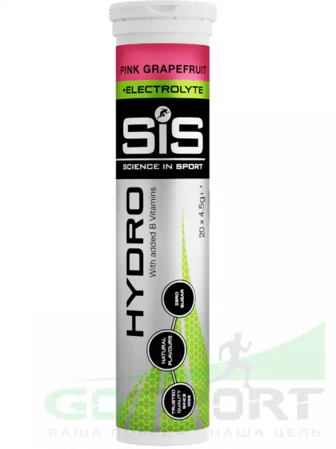 Изотоник SCIENCE IN SPORT (SiS) GO Hydro Tablet 4 x 20 таблеток, Розовый грейпфрут