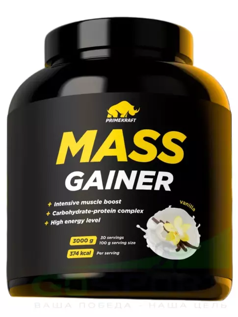 Гейнер PRIMEKRAFT MASS GAINER 3000 г, Ваниль Гейнер PRIMEKRAFT MASS GAINER 3000 г, Ваниль
