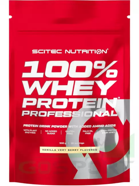Сывороточный протеин Scitec Nutrition 100% Whey Protein Professional 500 г, Ваниль-Ягоды Сывороточный протеин Scitec Nutrition 100% Whey Protein Professional 500 г, Ваниль-Ягоды