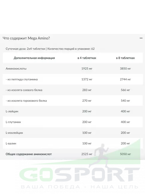 Аминокислоты BioTechUSA Mega Amino 3200 500 таблеток