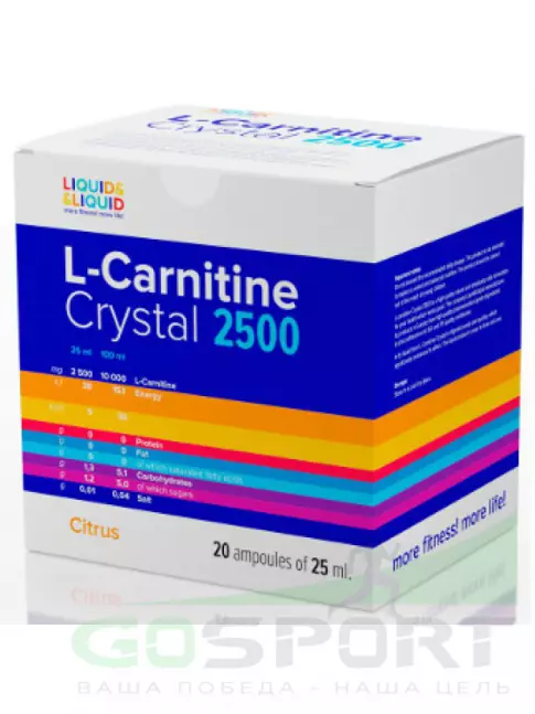  LIQUID & LIQUID L-Carnitine Crystal 2500 20x25 мл, Цитрус