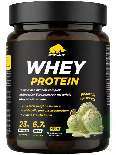 Сывороточный протеин PRIMEKRAFT Whey Protein 450 г, Фисташковое мороженое