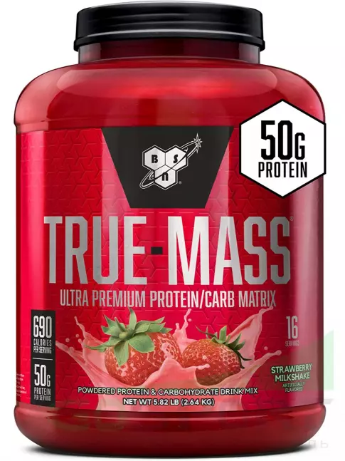 Гейнер BSN True Mass 2640 г, Клубничный молочный коктейль