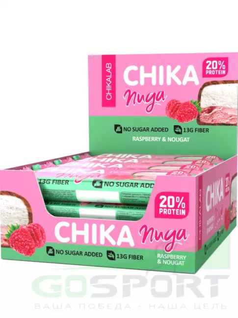 Протеиновый батончик Chikalab Батончик глазированный Chika nuga 20 x 50 г, Малина