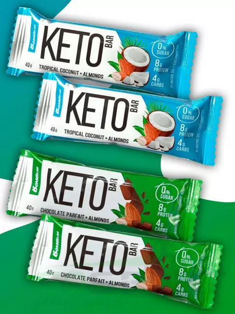 Протеиновый батончик BombBar Батончики Bombbar KETO 4 x 40 г, Миндаль, Кокос