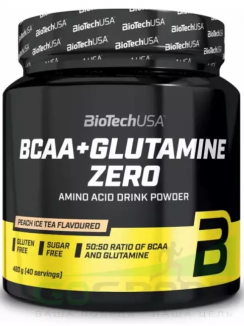 BioTechUSA BCAA + Glutamine Zero 480 г, Персиковый холодный чай BioTechUSA BCAA + Glutamine Zero 480 г, Персиковый холодный чай