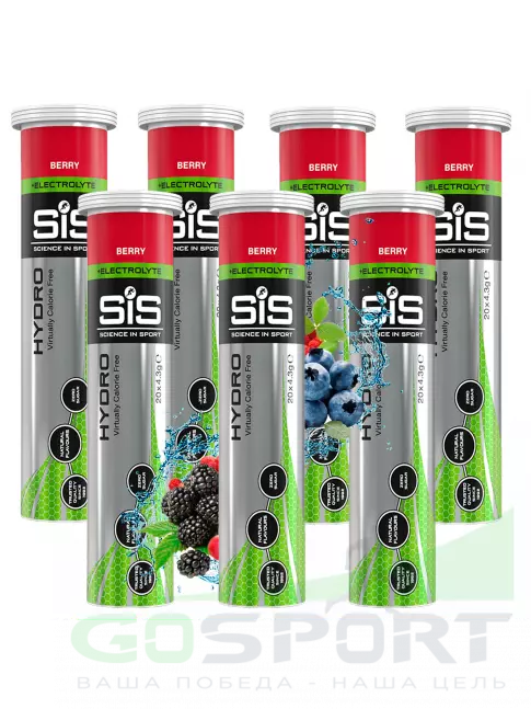Изотоник SCIENCE IN SPORT (SiS) GO Hydro Tablet 20s 7 x 20 таблеток, Ягоды