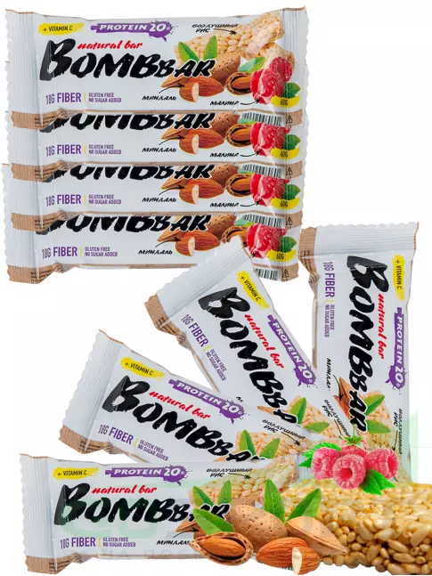 Протеиновый батончик BombBar Protein Bar 8 x 60 г, Рисовый