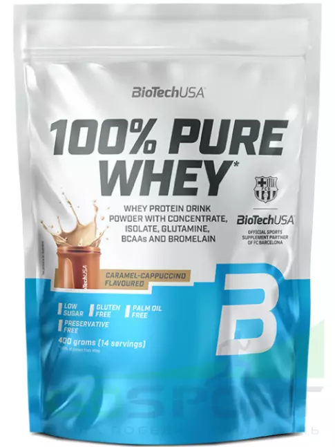 Сывороточный протеин BioTechUSA 100% Pure Whey 400 г, Карамель-капучино