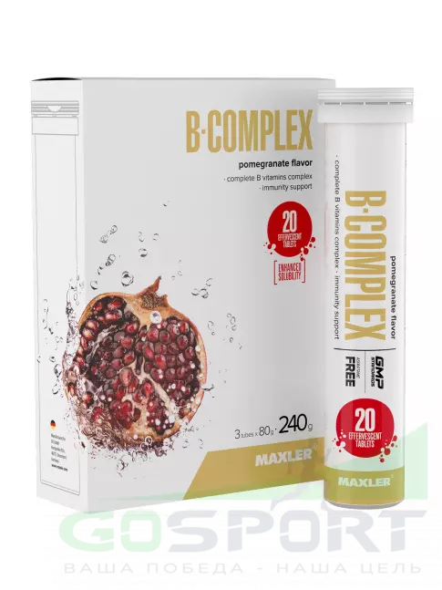  MAXLER B-Complex 3 x 20 шипучих таблеток, Гранат