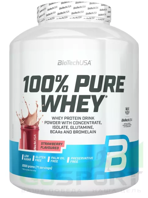 Сывороточный протеин BioTechUSA 100% Pure Whey 2000 г, Клубника