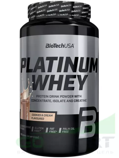 Сывороточный протеин BioTechUSA Platinum Whey 1000 г, Печенье - крем Сывороточный протеин BioTechUSA Platinum Whey 1000 г, Печенье - крем