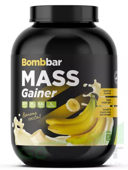 Гейнер BombBar Гейнер Pro 2700 г, Банановый коктейль