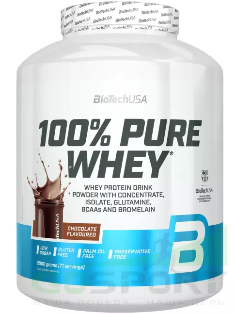 Сывороточный протеин BioTechUSA 100% Pure Whey 2000 г, Шоколад Сывороточный протеин BioTechUSA 100% Pure Whey 2000 г, Шоколад