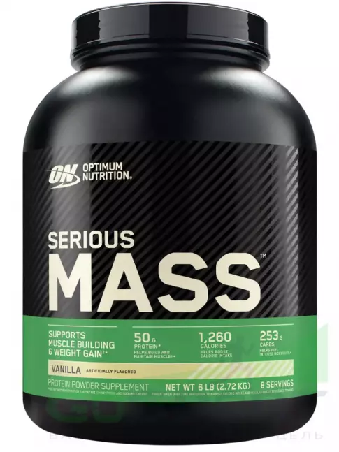 Гейнер Optimum Nutrition Serious Mass 2720 г + шейкер, Ваниль