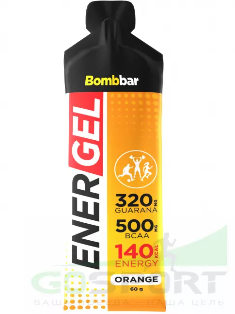 Гель питьевой BombBar Ener Gel 60 г, Апельсин