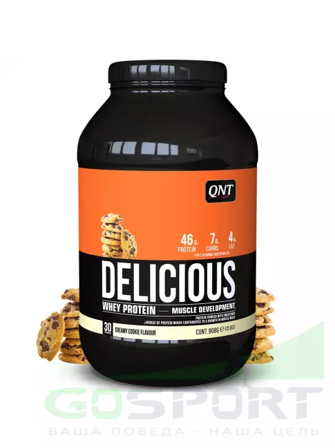 Комплексный протеин QNT DELICIOUS WHEY PROTEIN POWDER 908 г, Печенье с Кремом