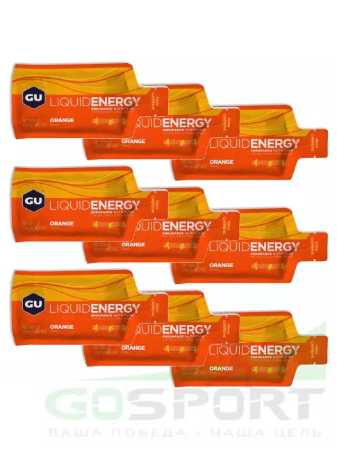 Гель питьевой GU ENERGY GU Liquid Enegry Gel 20mg caffeine 9 саше x 60 g, Апельсин