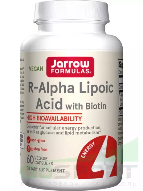  Jarrow Formulas R-Alpha Lipoic Acid + Biotin 60 веган капсул