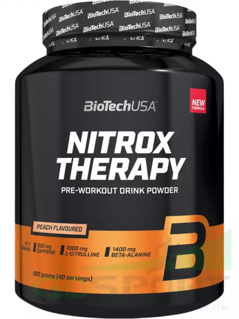 Предтреник в порошке BioTechUSA Nitrox Therapy 680 г, Персик