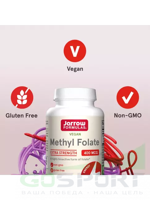 Jarrow Formulas Methyl Folate 400 mcg 60 веган капсул