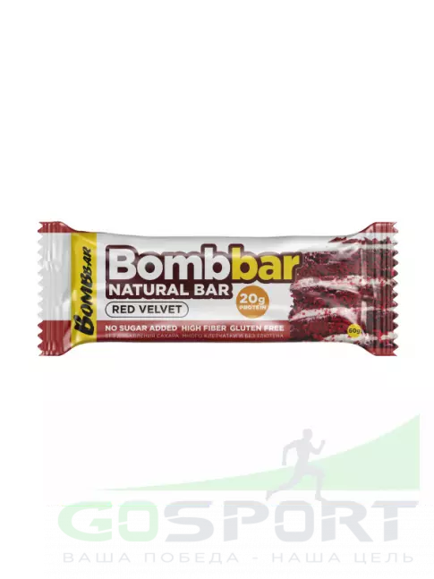 Протеиновый батончик BombBar Protein Bar 60 г, Красный бархат Протеиновый батончик BombBar Protein Bar 60 г, Красный бархат