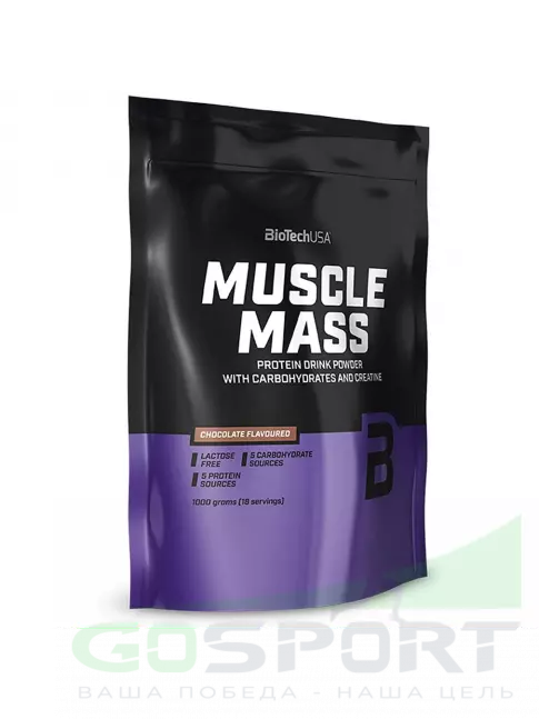 Гейнер BioTechUSA BioTech Muscle Mass ДУБЛЬ 1000 г, Ваниль