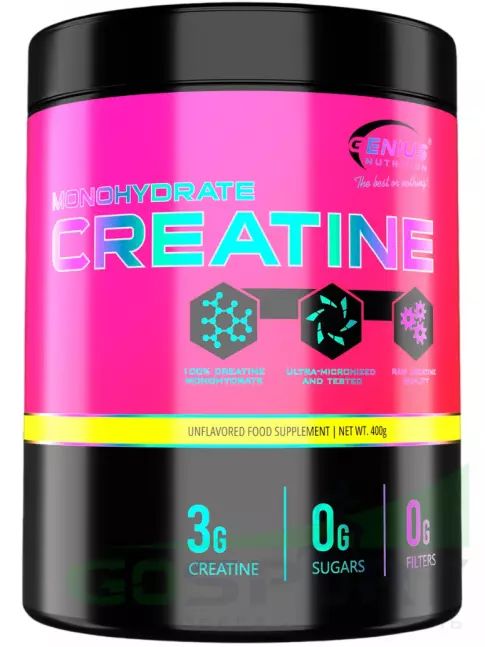 Креатин моногидрат Genius Nutrition Creatine Monohydrate 3000 mg 400 г, Без вкуса