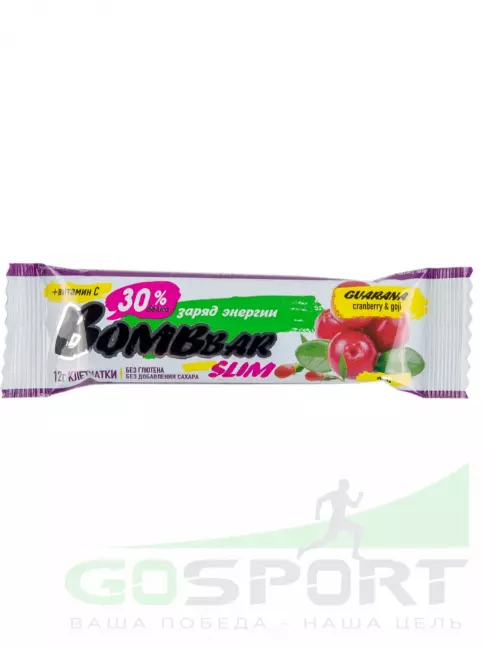 Протеиновый батончик BombBar Protein Bar Slim + гуарана 6 х 35 г, Клюква-годжи Протеиновый батончик BombBar Protein Bar Slim + гуарана 6 х 35 г, Клюква-годжи