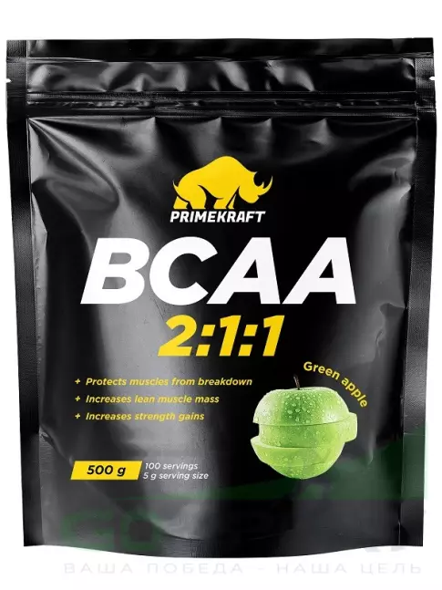 BCAA PRIMEKRAFT BCAA 2:1:1 500 г, Зеленое яблоко BCAA PRIMEKRAFT BCAA 2:1:1 500 г, Зеленое яблоко