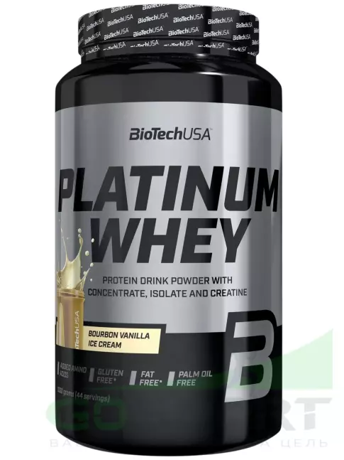 Сывороточный протеин BioTechUSA Platinum Whey 1000 г, Мороженое бурбонская ваниль