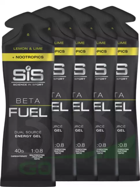 Гель питьевой SCIENCE IN SPORT (SiS) BETA FUEL + Nootropics 5 x 60 мл, Лимон - Лайм