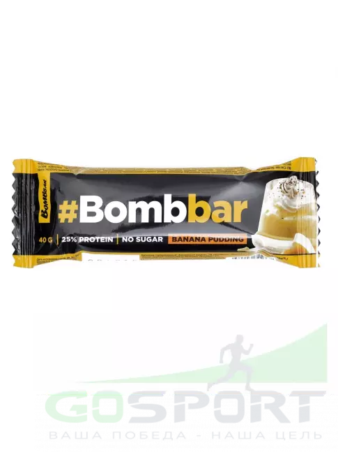 Протеиновый батончик BombBar Батончик в шоколаде без сахара 40 г, Банановый пудинг