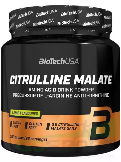 Цитруллин BioTechUSA Citrulline Malate 3000 mg 300 г, Лайм