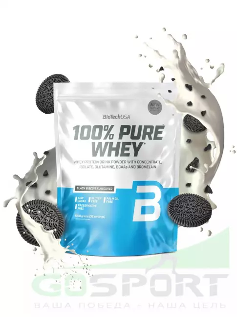 Сывороточный протеин BioTechUSA 100% Pure Whey 1000 г, Черный бисквит Сывороточный протеин BioTechUSA 100% Pure Whey 1000 г, Черный бисквит